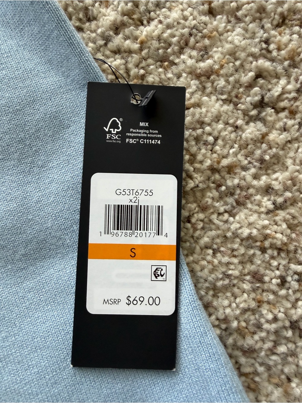 Karl Lagerfeld Sky Blue Sleeveless camisole with White & Black Trim - Picture 5 of 6